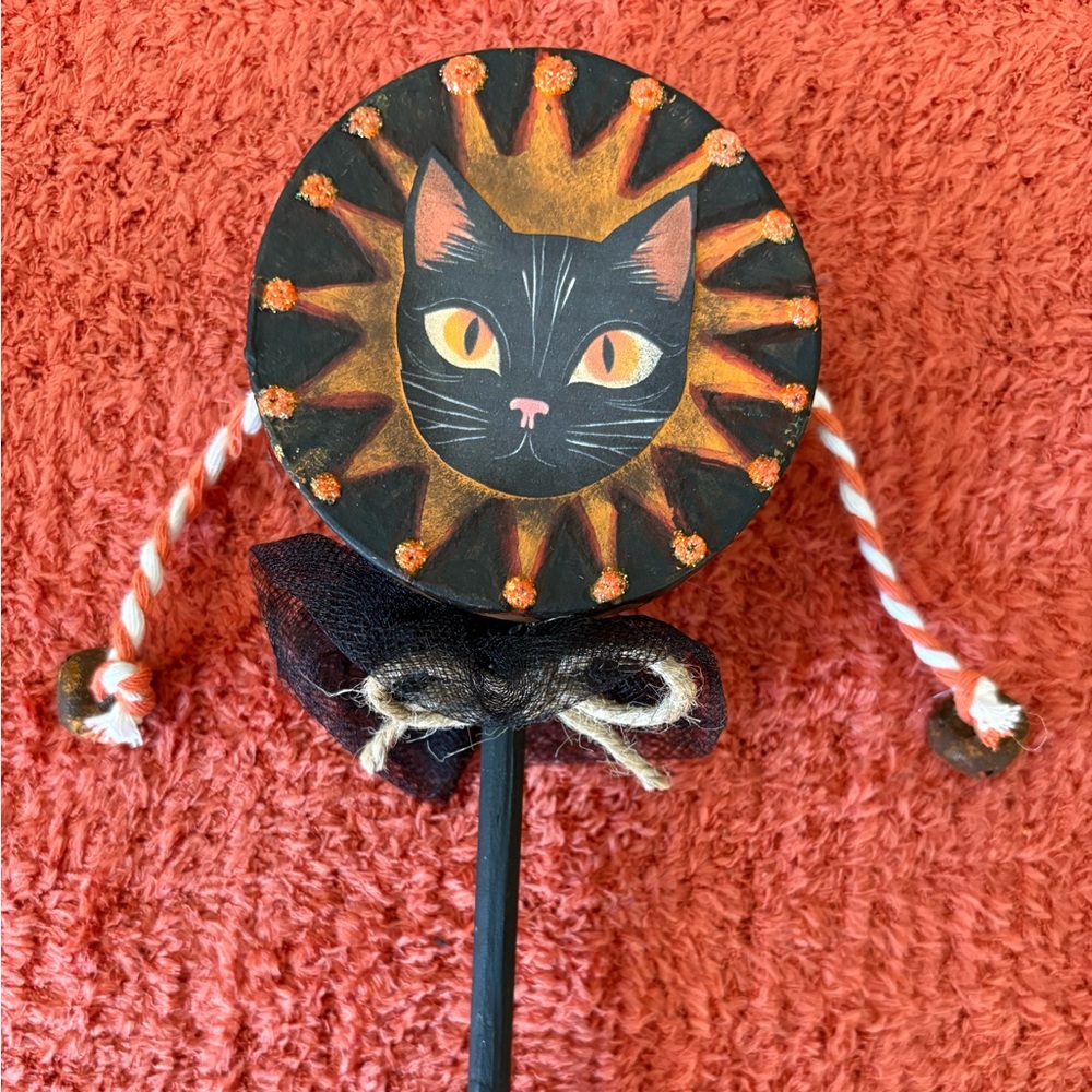 HANDMADE Black Cat Wand with Orange Accents - Picture 2 of 4